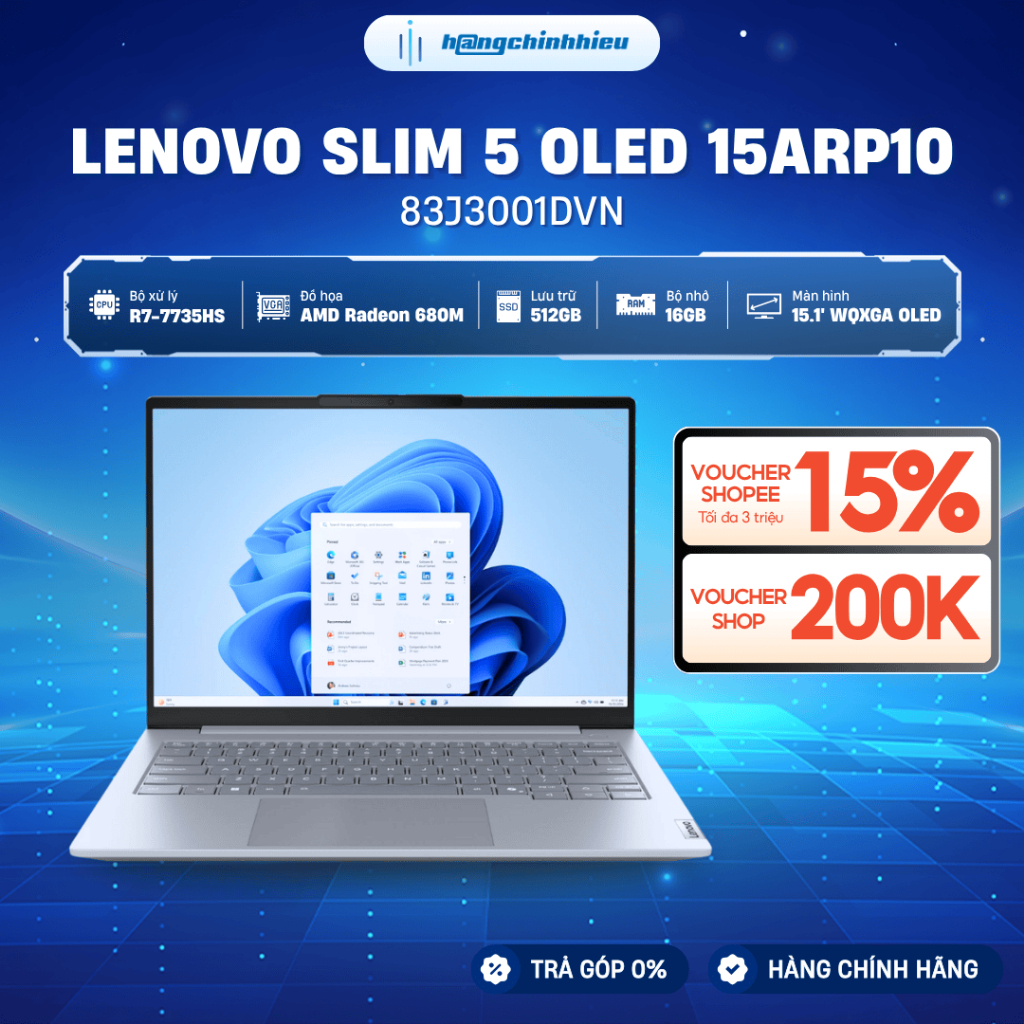 Laptop Lenovo IdeaPad Slim 5 OLED 15ARP10 83J3001DVN R7-7735HS | 16GB | 512GB |15.1' WQXGA OLED 165H