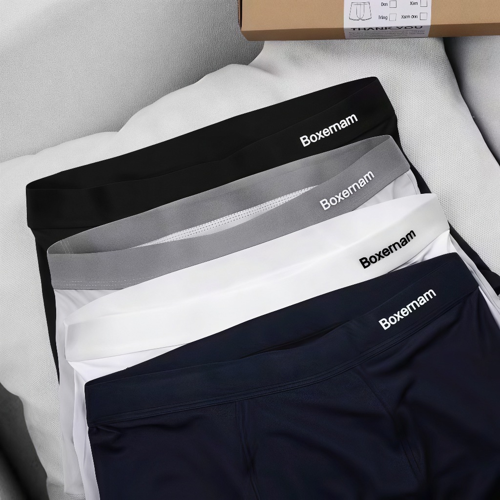 Sét 4 quần sịp nam boxer sịp đùi vải thun lạnh co dãn mềm mát thấm hút đồ lót kháng khuẩn BOXERNAM -