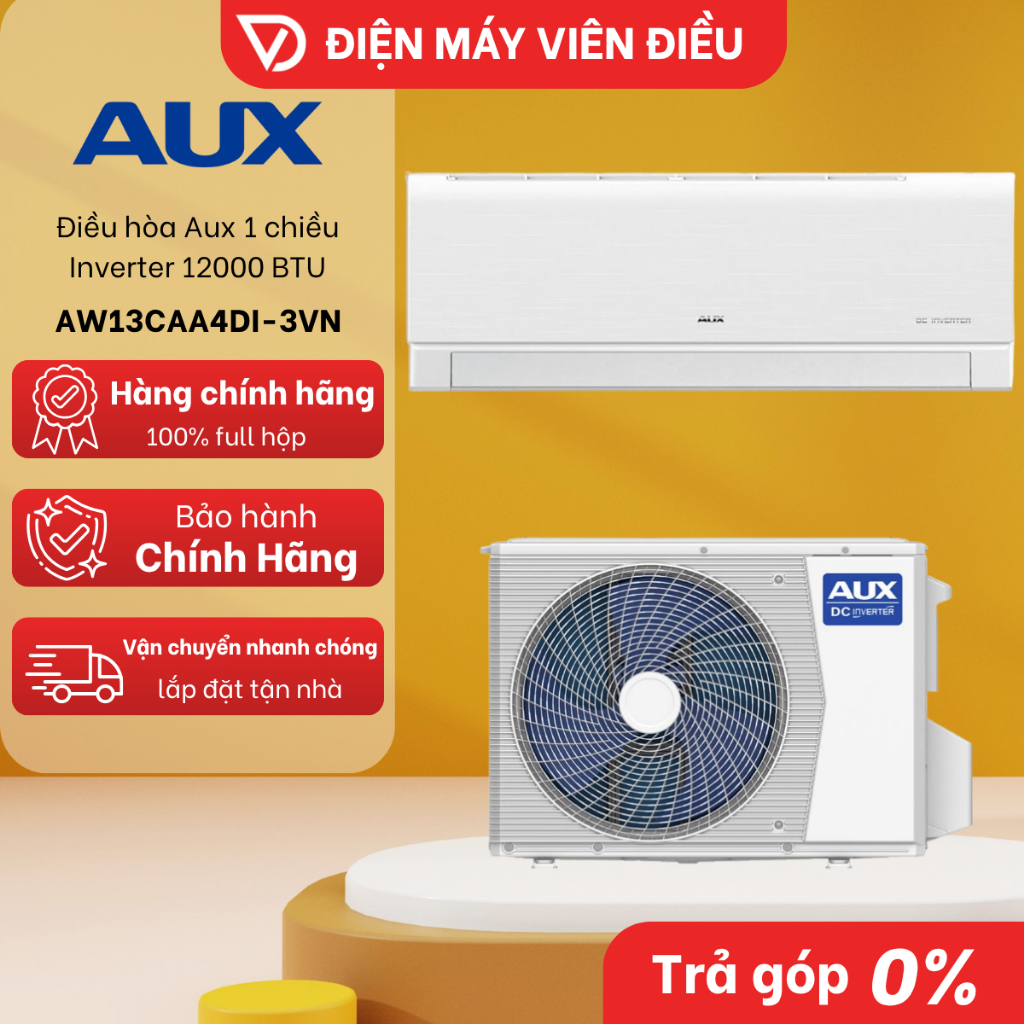 [FREESHIP NGHỆ AN] AW13CAA4DI-3VN - Máy lạnh / Điều hòa AUX 1 chiều Inverter 1.5HP (12000 BTU)