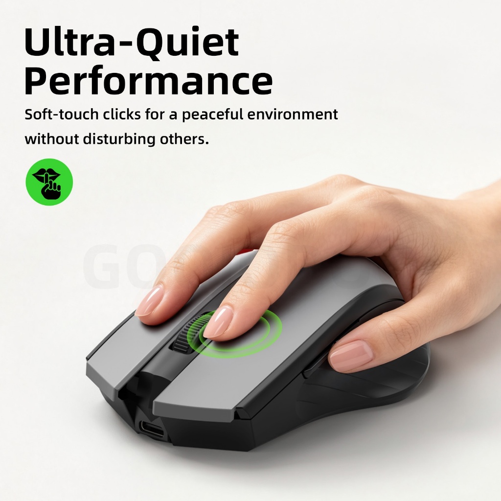 Chuột Không Dây GOOJODOQ 2 Chế Độ (2.4G+Bluetooth), Nút Êm, 3 DPI, Pin 500mAh Sạc Type-C | BigBuy360 - bigbuy360.vn