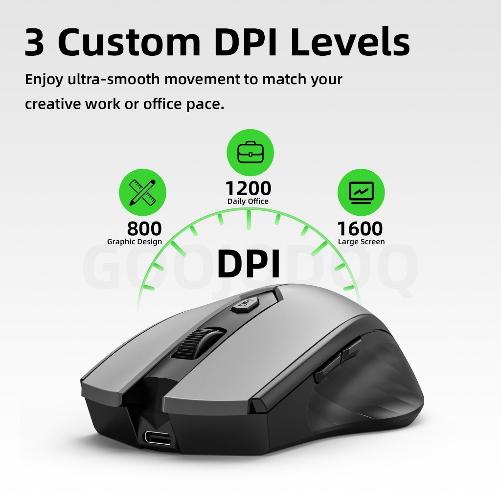 Chuột Không Dây GOOJODOQ 2 Chế Độ (2.4G+Bluetooth), Nút Êm, 3 DPI, Pin 500mAh Sạc Type-C | BigBuy360 - bigbuy360.vn