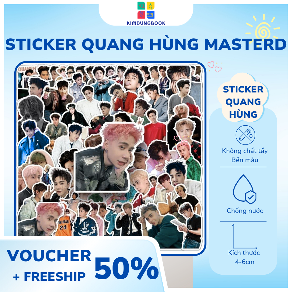 50 sticker Quang Hung MasterD Miếng Dán DIY Laptop Điện Thoại Hành Lý Nhật Ký Chống Nước