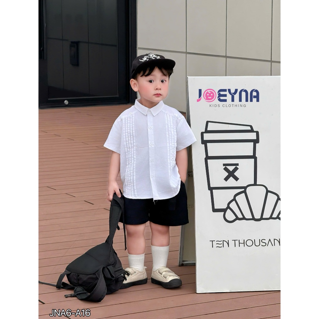 Áo sơ mi cộc Joeyna xếp ly Joeyna  cho bé 8-24kg