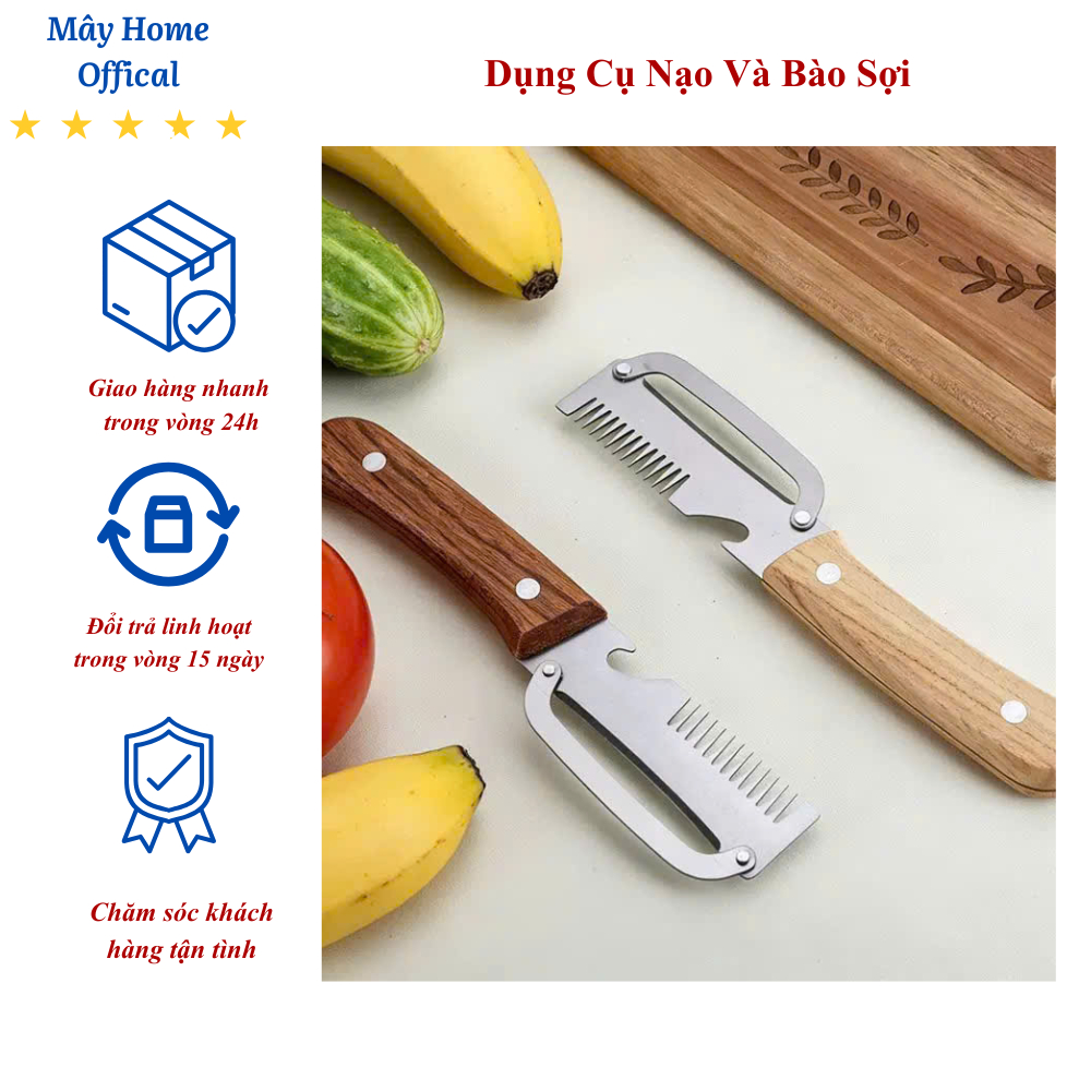 Dụng Cụ Nạo Và Bào Sợi Rau Củ Quả, Lưỡi Dao Bén, Chất Liệu Inox 304 Bền Bỉ, Nạo Hoa Quả, Bào Sợi Cà Rốt