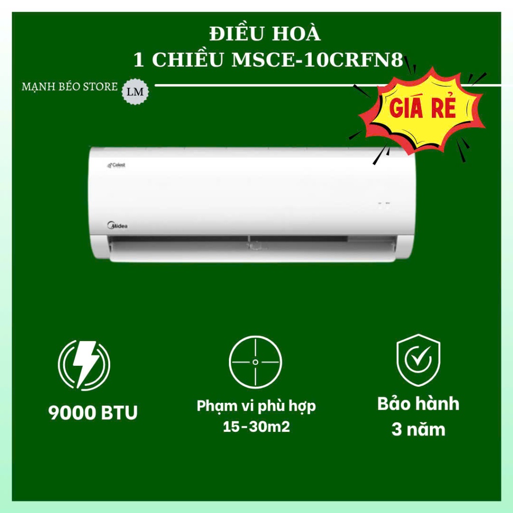 [0 Lắp đặt] Điều hoà 1 chiều Midea 9000 BTU - 1 HP (MSAF-10CRN8/ MSCE-10CRFN8)  - Bảo hành 3 năm