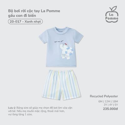 Bộ bơi rời cộc tay La Pomme gấu con đi biển - Chất liệu Recycled Polyester mềm nhẹ, nhanh khô – Bé trai - 6M - 5Y