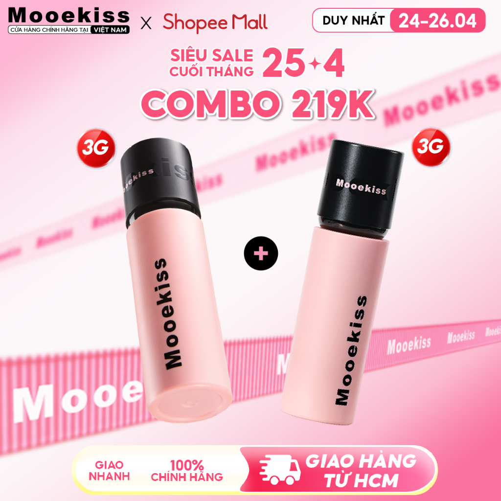 [KOL] Combo Son Môi Lì Mooekiss Giúp Giảm Tình Trạng Môi Xỉn Màu Phù hợp Với Tone da Vàng Làm Sáng Tone Da 3gx2 V01 | BigBuy360 - bigbuy360.vn