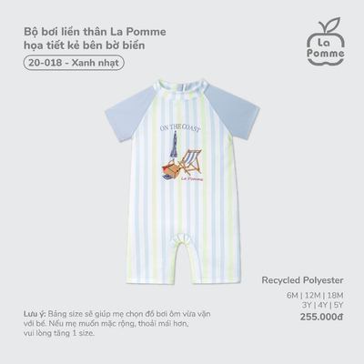 Bộ bơi liền thân La Pomme họa tiết kẻ bên bờ biển - Chất liệu Recycled Polyester mềm nhẹ, nhanh khô– Bé trai/gái - 6M-5Y