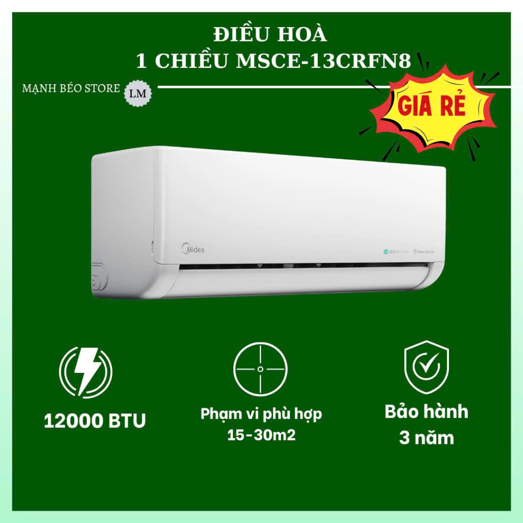[0 Lắp đặt] Điều hoà 1 chiều Midea 12000 BTU - 1.5 HP MSAF-13CRN8/ MSCE-13CRFN8 - Bảo hành 3 năm