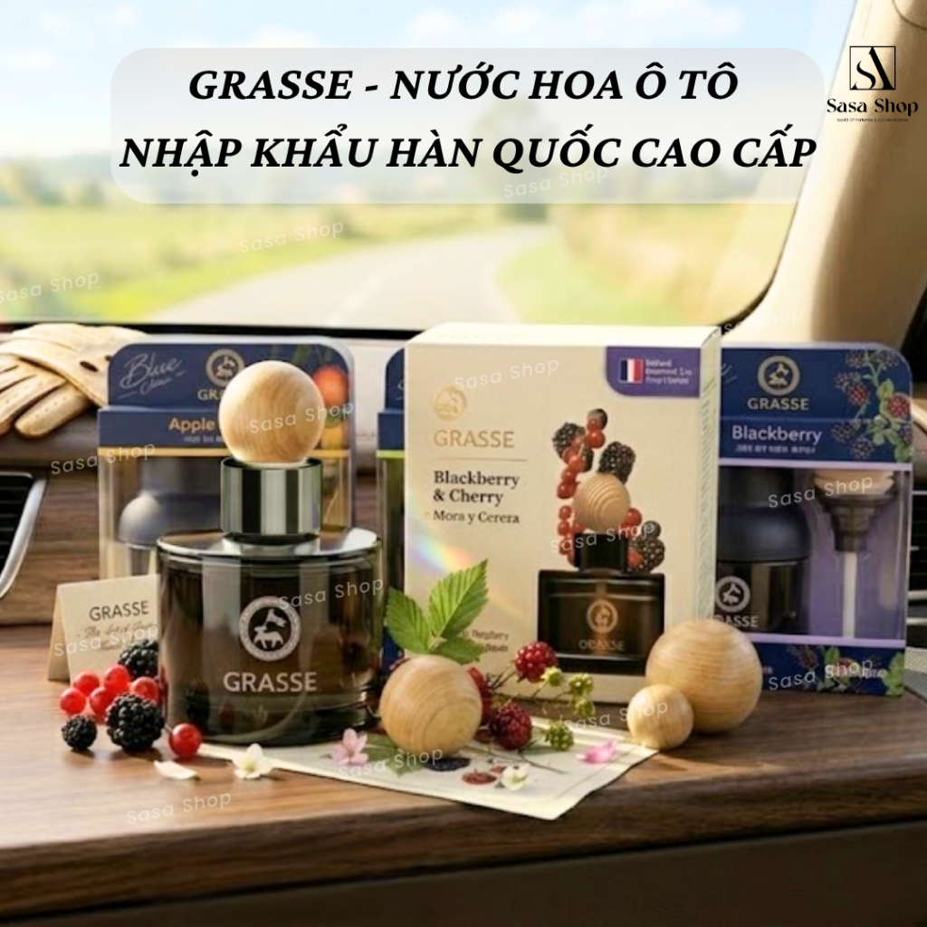 Grasse – Nước Hoa Ô Tô NHẬP KHẨU HÀN QUỐC Cao Cấp, Tinh Dầu Tự Nhiên 100%, Khử Mùi Xe Hơi Lưu Lâu