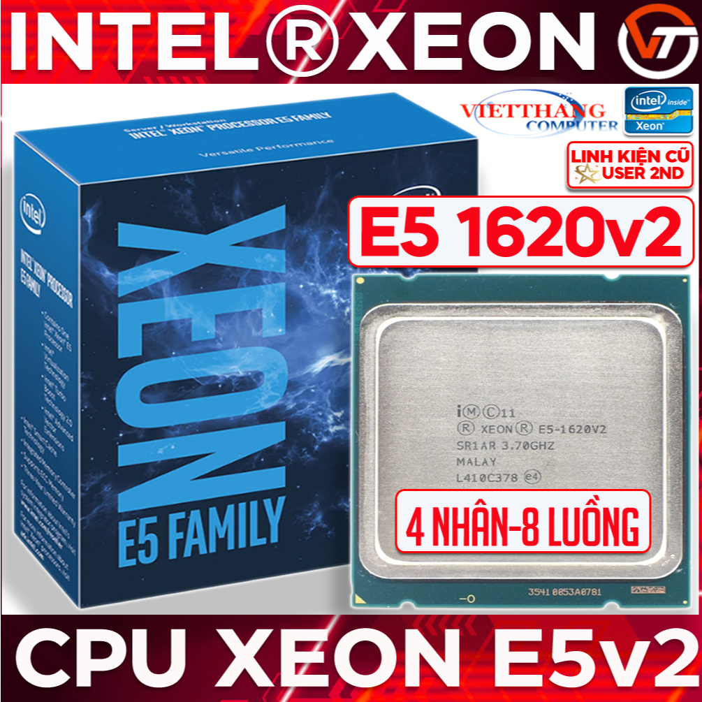 CPU Intel Xeon E5 1620v2 Tốc độ đơn nhân cao 3.7Ghz - 3.9Ghz cho Main X79 ( Cũ - 2nd )