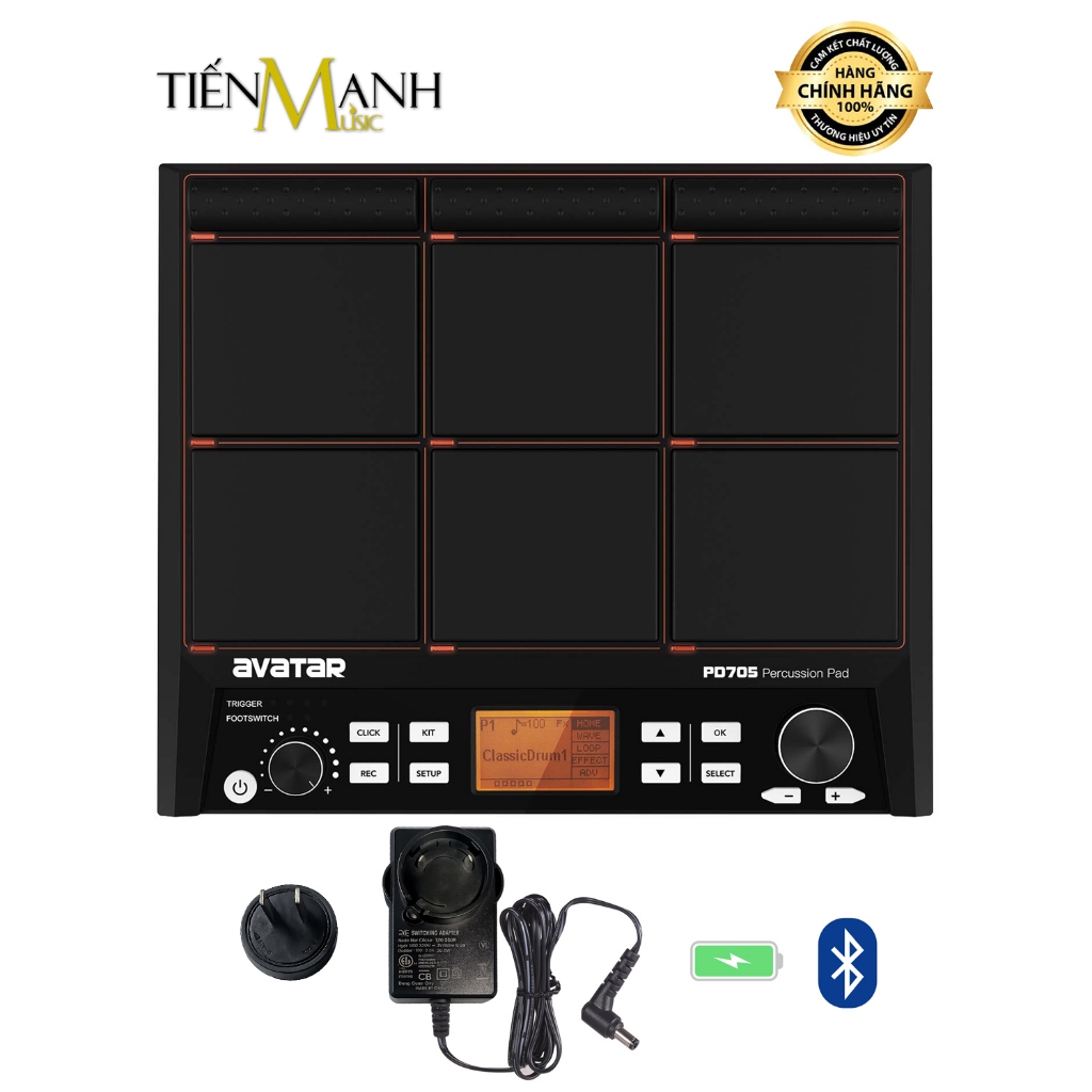 Bộ Trống Điện HXW Avatar PD705 Percussion Pad - Kèm Chân, Kick, Hihat Pedal Kích Electronic Drum 9 M