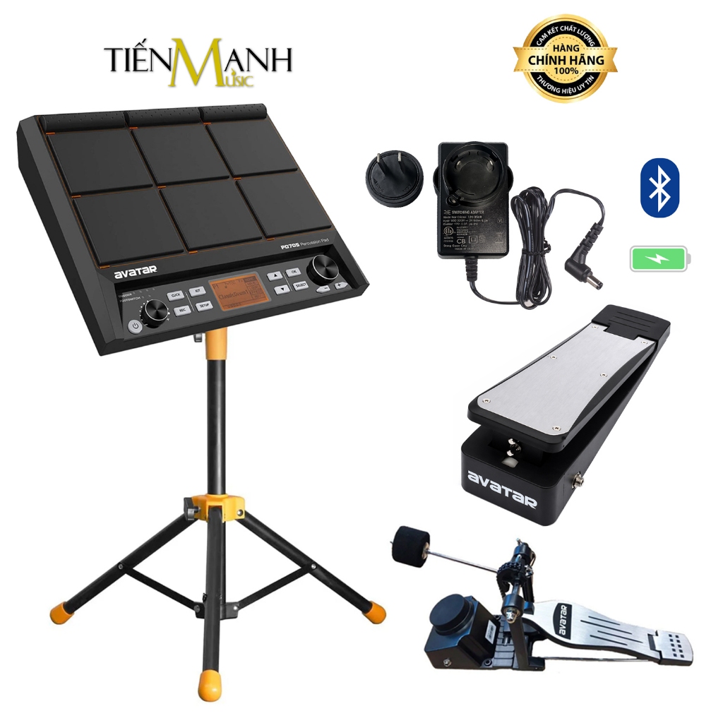 Bộ Trống Điện HXW Avatar PD705 Percussion Pad - Kèm Chân, Kick, Hihat Pedal Electronic Drum 9 Mặt PD