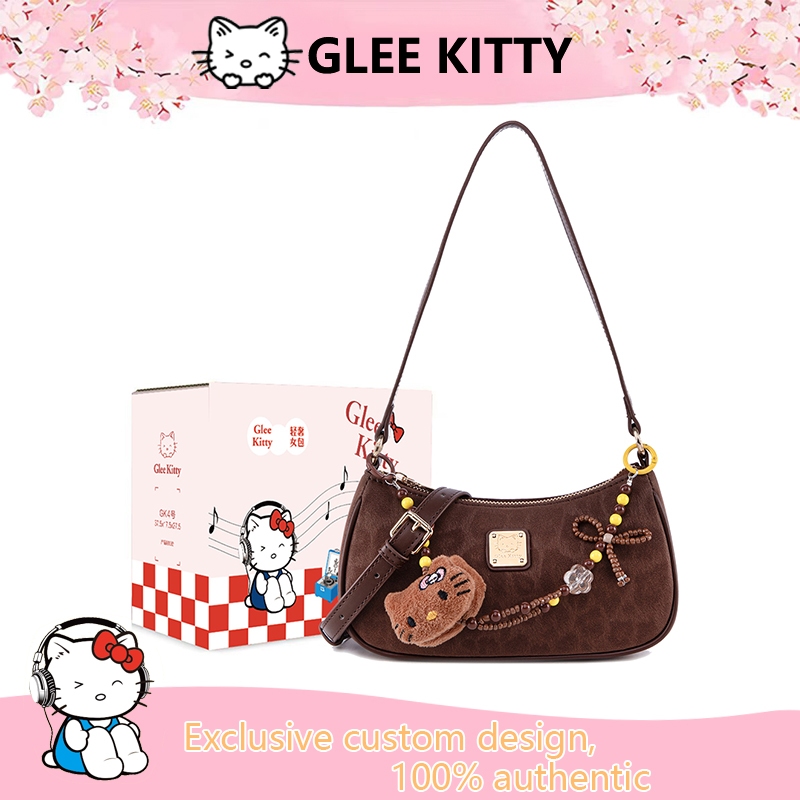 GLEE KITTY Túi Kẹp Nách Màu Nâu Cổ Điển Túi Đeo Chéo Một Bên Vai, Túi Nhỏ Dễ Phối Đồ Hàng Ngày Cho S