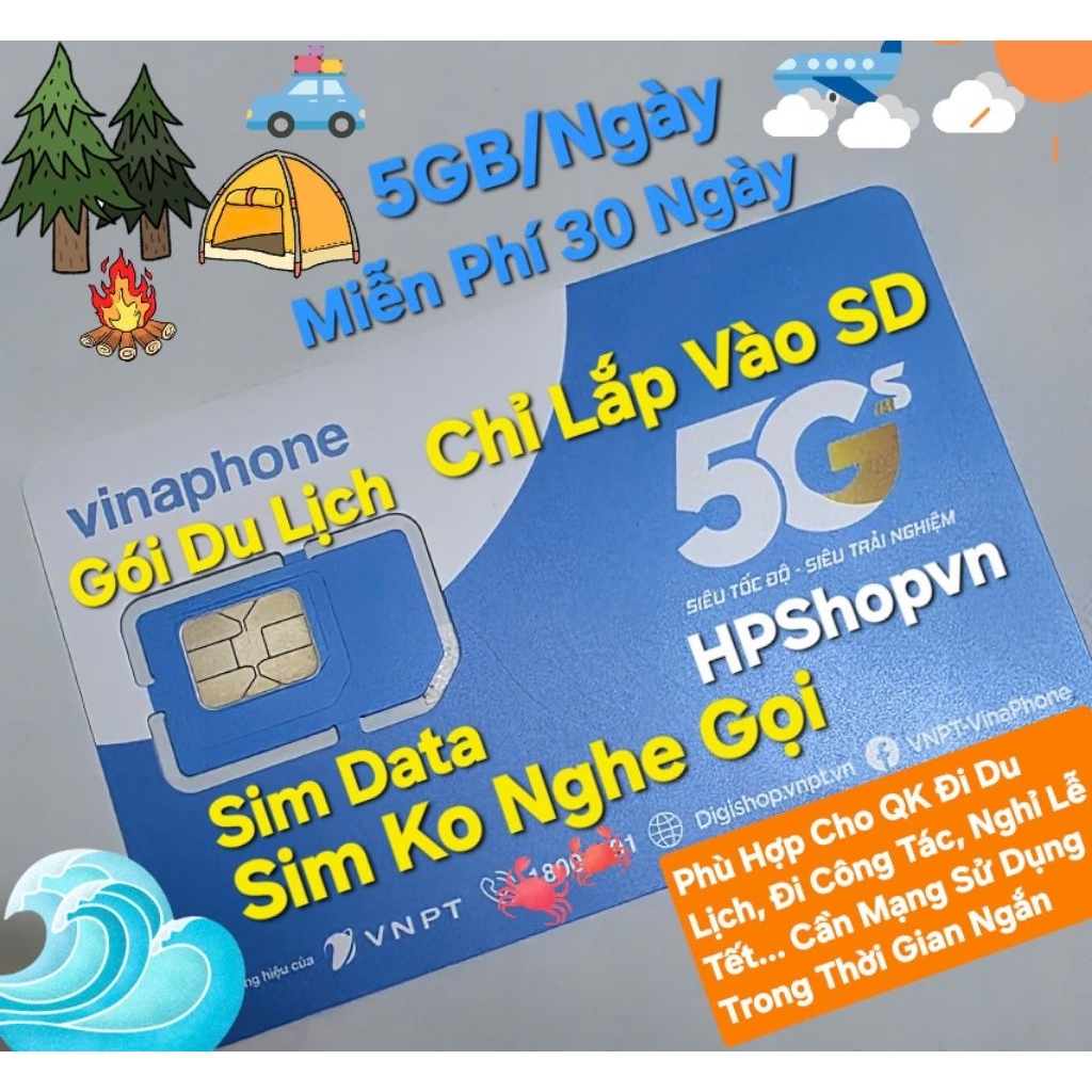 Sim 4G,5G Vinaphone Du Lịch 5GB/Ngày x 30 Ngày Sau Khi Lắp Sim, Viettel Du Lịch
