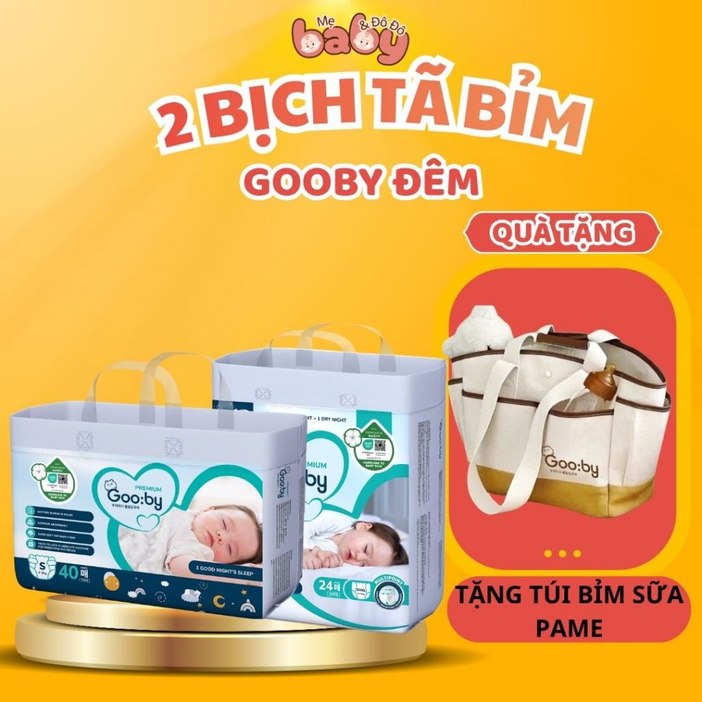 [ 2 Bịch Bỉm Gooby Premium Đêm  ] [Tặng Túi Bỉm Sữa Pame ] - Tã Dán Quần Gooby Đêm Premium