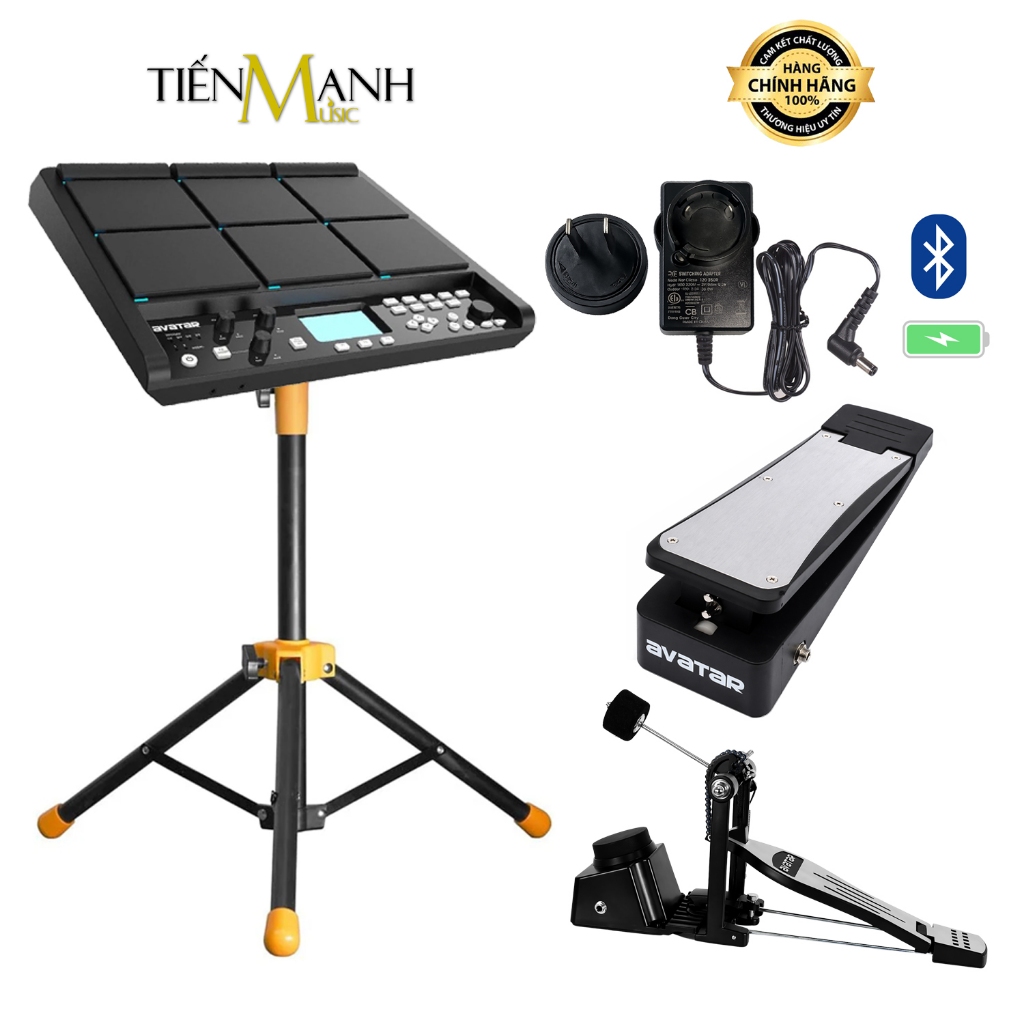 Trống Điện Tử HXW Avatar PD708 - Kèm Kick, Hihat Pedal Electronic Digital Drum 9 Mặt PD-708