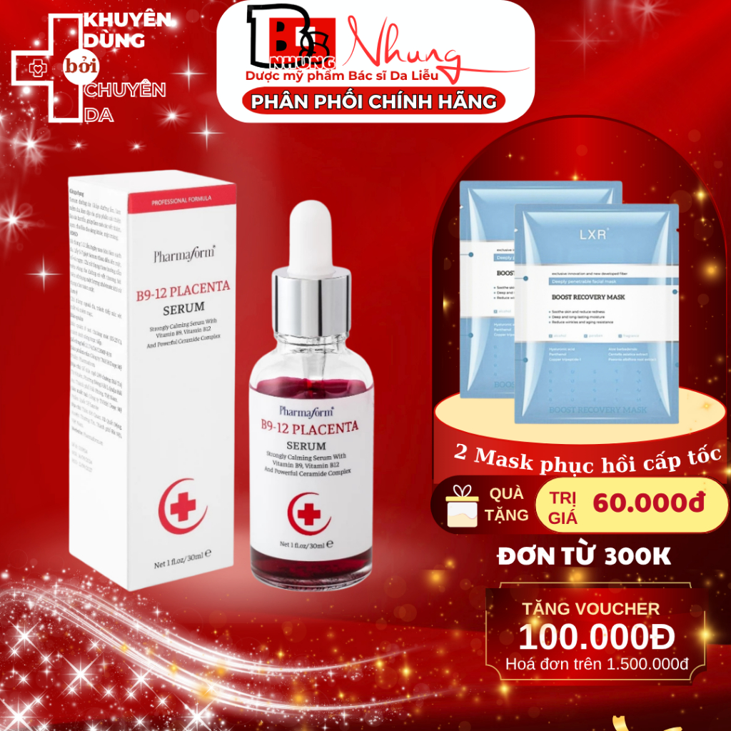 Pharmaform Tinh Chất Phục hồi B9 B12 Placenta Serum Pharmaform - hỗ trợ phục hồi tái tạo da, chống l