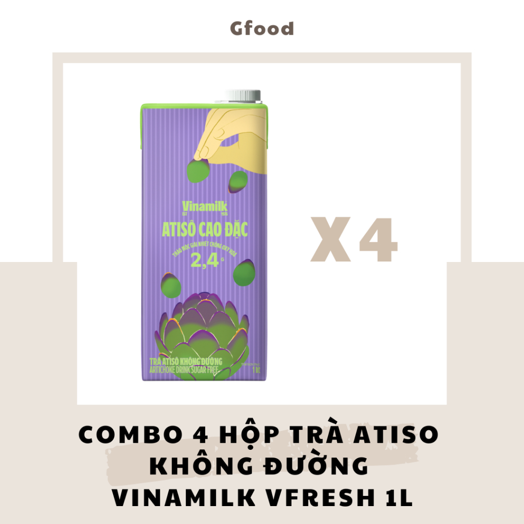 [COMBO 4 HỘP] Vinamilk Vfresh Trà Atiso Không Đường 1L