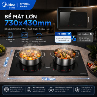 Bếp Từ Đôi Midea MC-ID358 Inverter 3500W Mặt Kính Hegon Lắp Âm Gia Nhiệt Nhanh Hẹn Giờ Nấu Tiết Kiệm