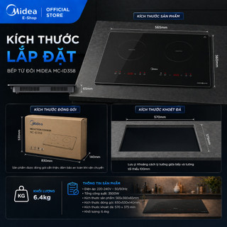 Bếp Từ Đôi Midea MC-ID358 Inverter 3500W Mặt Kính Hegon Lắp Âm Gia Nhiệt Nhanh Hẹn Giờ Nấu Tiết Kiệm