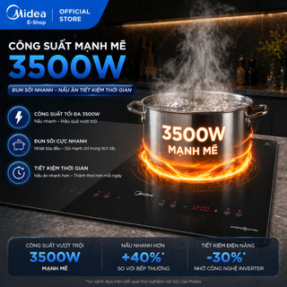 Bếp Từ Đôi Midea MC-ID358 Inverter 3500W Mặt Kính Hegon Lắp Âm Gia Nhiệt Nhanh Hẹn Giờ Nấu Tiết Kiệm