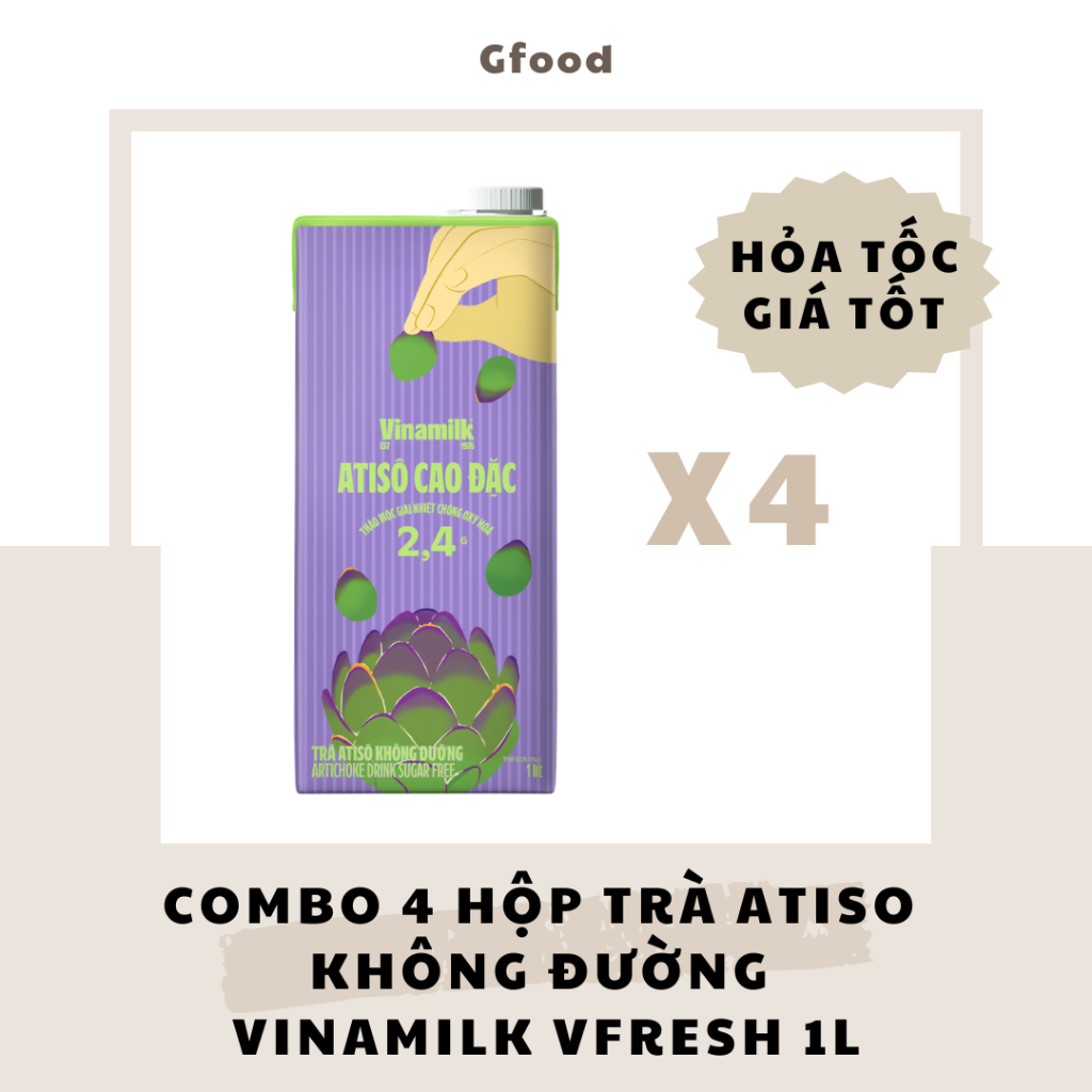 [COMBO 4 HỘP] Vinamilk Vfresh Trà Atiso Không Đường 1L // HỎA TỐC GIÁ TỐT