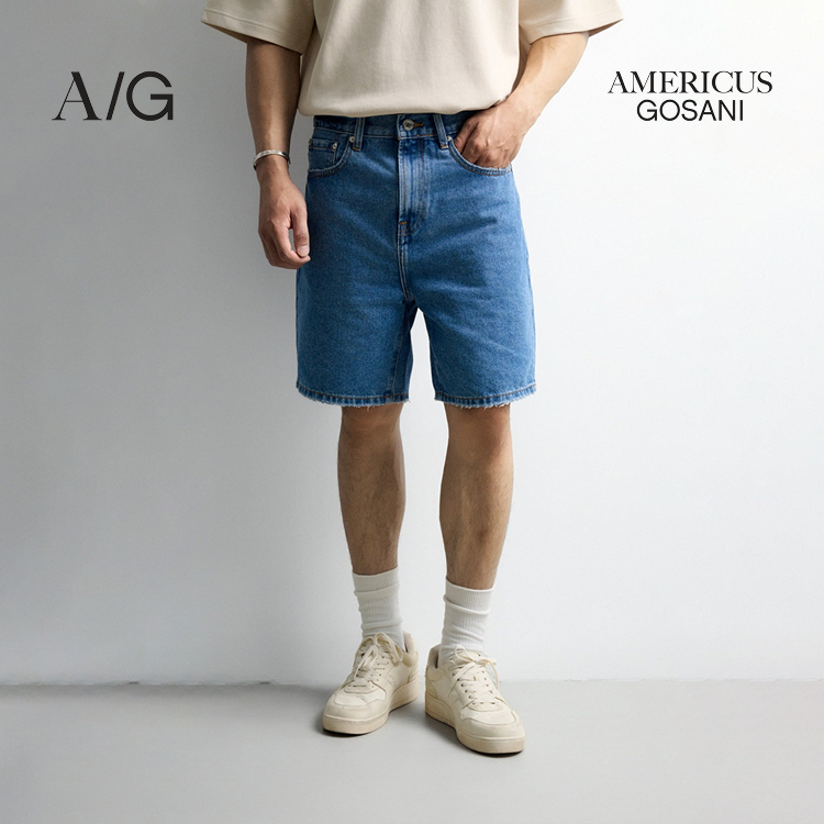 Quần Short Jean Nam Form Loose Fit Americus Gosani Cao Cấp AG1