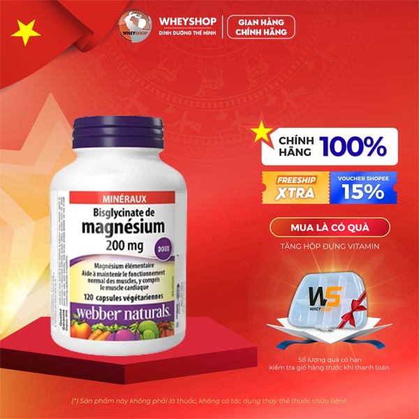 Viên uống bổ sung khoáng chất Magnesium Bisglycinate 200mg ( 120 viên ) - WHEYSHOP HCM
