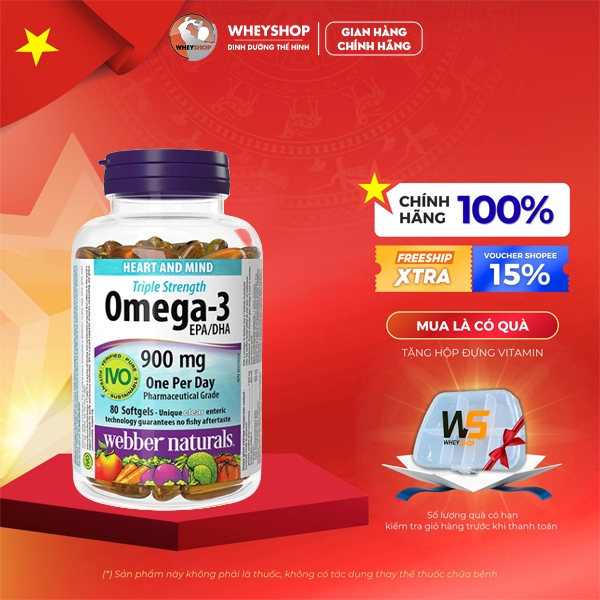 Viên uống bổ sung dầu cá Omega 3 Triple Strength (80 viên) - WHEYSHOP HCM