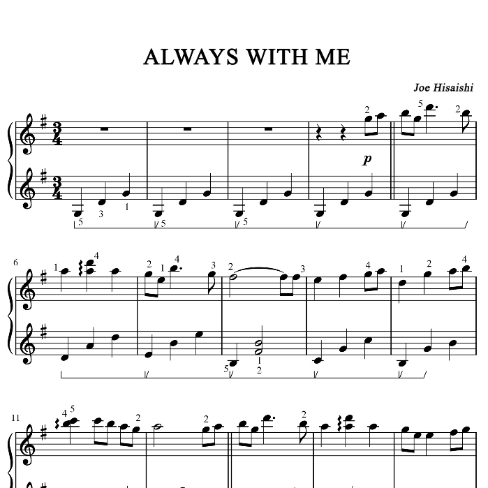 Sheet Piano Always With Me | Nhạc Phim Spirited Away | Bản Chuẩn – Dễ Chơi | File PDF