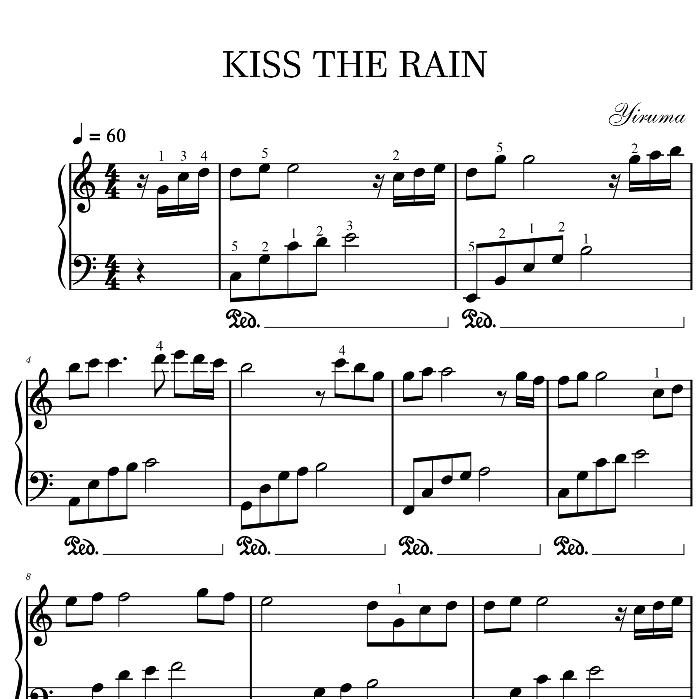 Kiss The Rain Piano Sheet | Yiruma | Sheet Piano Chuẩn | Giai điệu nhẹ nhàng, sâu lắng | Piano chill