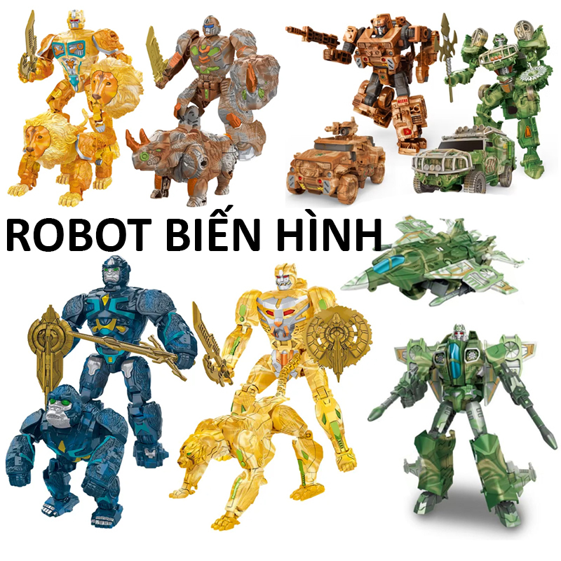 Mô Hình Đồ Chơi Biến Hình Robot Siêu Nhân Gao Thành Tê Giác Cọp 2in1 Xoay Khớp Cho Bé