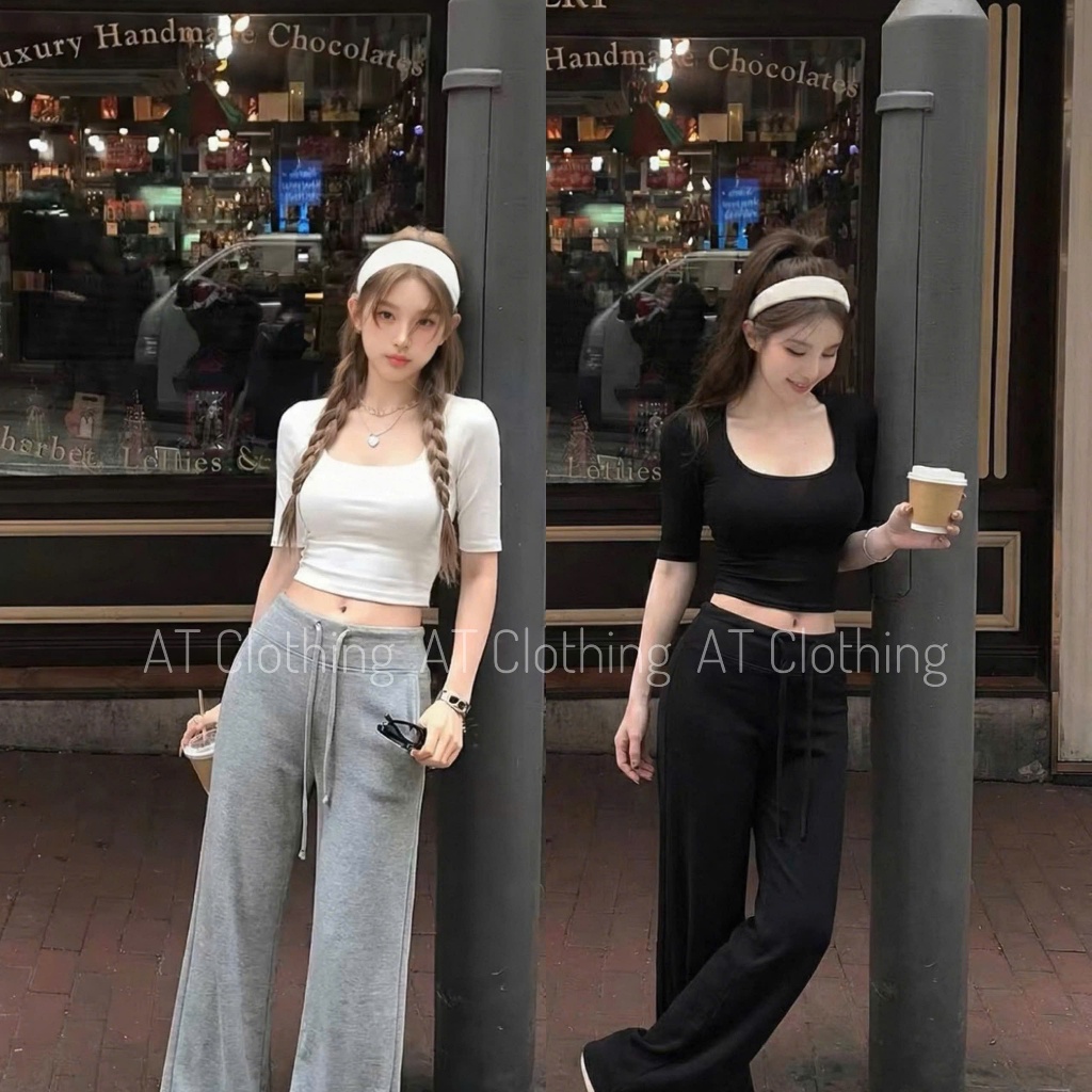 Áo Cổ Vuông Tay Lỡ Basic Cotton_AT CLOTHING.