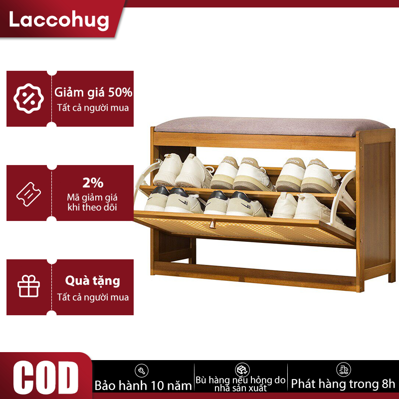 Bamboo Living Mall Ghế Thay Giày Cho Góc Nhỏ Ghế Thay Giày 2 Trong 1 Có Đệm Cạnh Tủ Giày Hoặc Kệ Dép