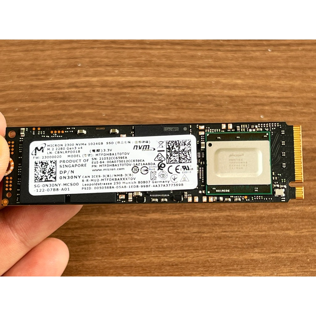 Bán SSD Micron 2300 NVMe 1TB Gen 3 * 4 , có Dram, Sức khỏe 99% , hàng cũ zin theo máy chính hãng