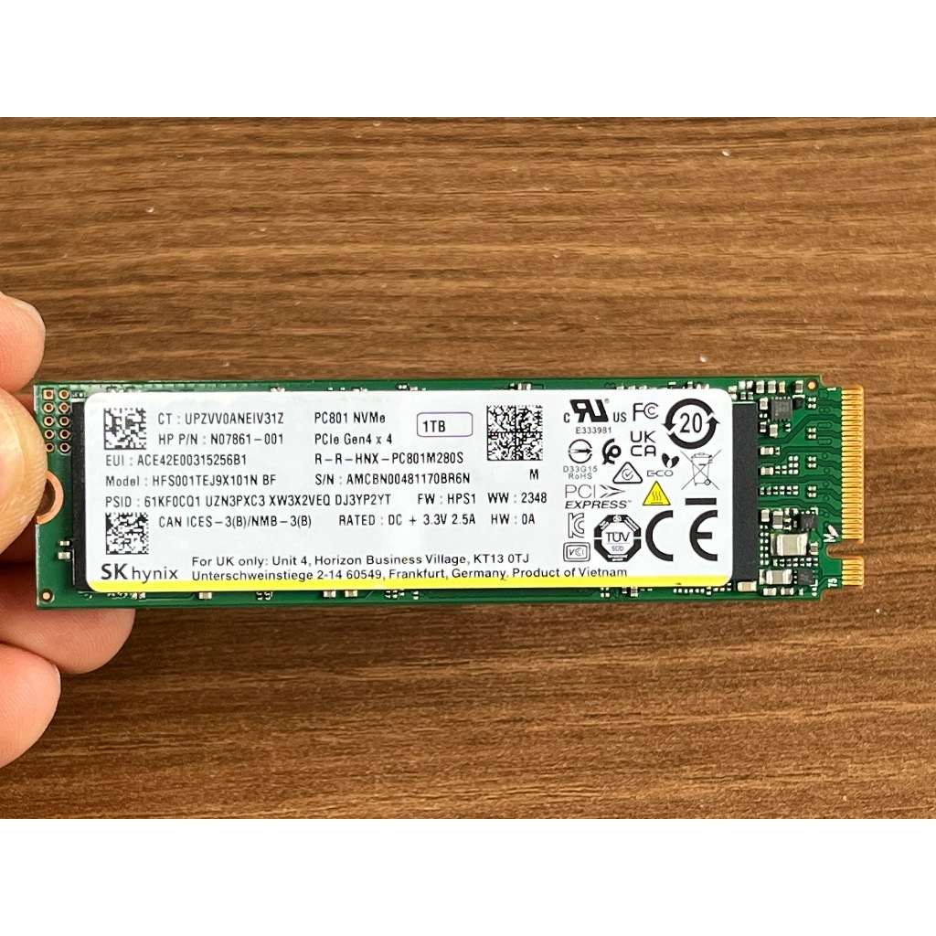 Bán ổ cứng SSD SK Hynix PC801 NVMe 1TB Gen 4  4 , có Dram, Sức khỏe 98% , hàng cũ zin theo máy chính