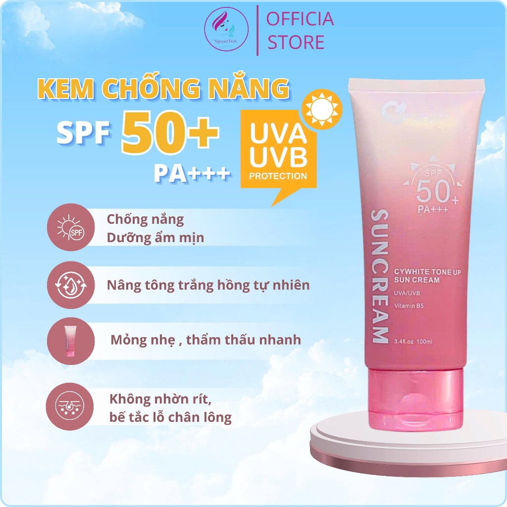 Cywhite kem chống nắng nâng tone suncream natural tone up sun milk 100ml
