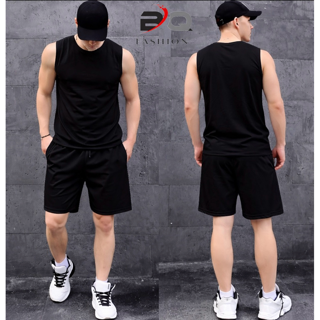 Bộ Đồ Thể Thao Nam Gồm Áo Tank Top Sát Nách & Quần Short Co Giãn Thoáng Khí Phù Hợp Cho Tập Luyện Th