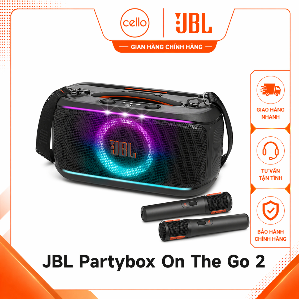Loa JBL PartyBox On-the-Go 2 - Chính Hãng PGI - New Fullbox - BH 1 Năm