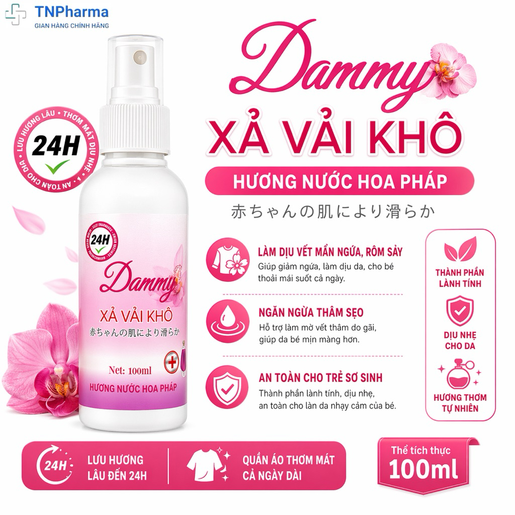 Xịt xả vải khô Dammy hương nước hoa tiện dụng lưu hương 24h