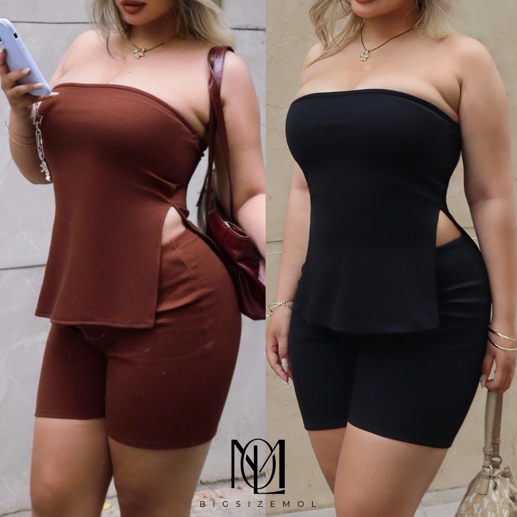[ BIGSIZE TRÊN 55KG ] SETMS1 Set Bộ Áo Ống Mix Quần Short Thun Tăm Rip Gân Nhỏ – Co Giãn 4 Chiều Cực
