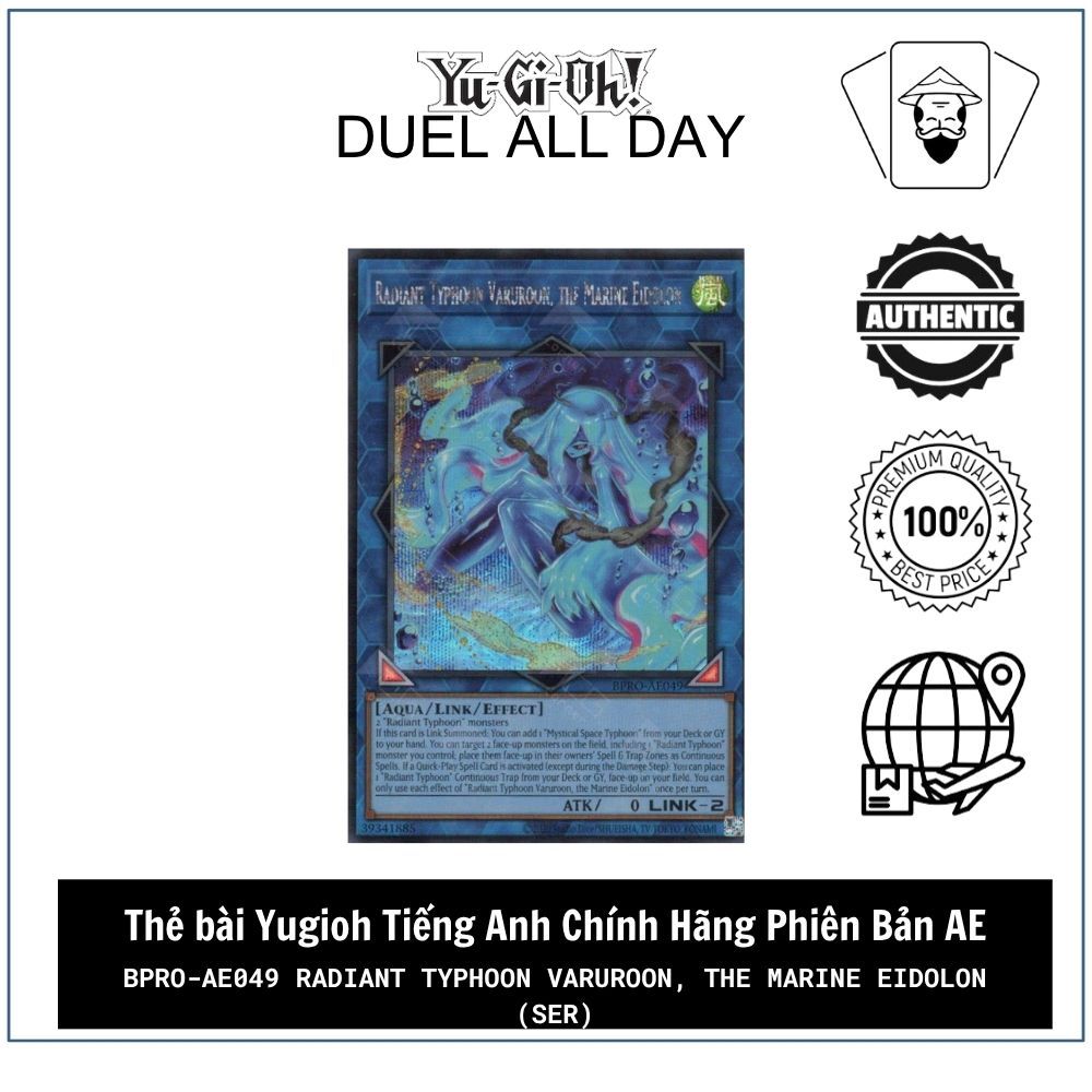 Thẻ bài Yugioh Tiếng Anh Chính Hãng: BPRO-AE049 Radiant Typhoon Varuroon, the Marine Eidolon (SER)