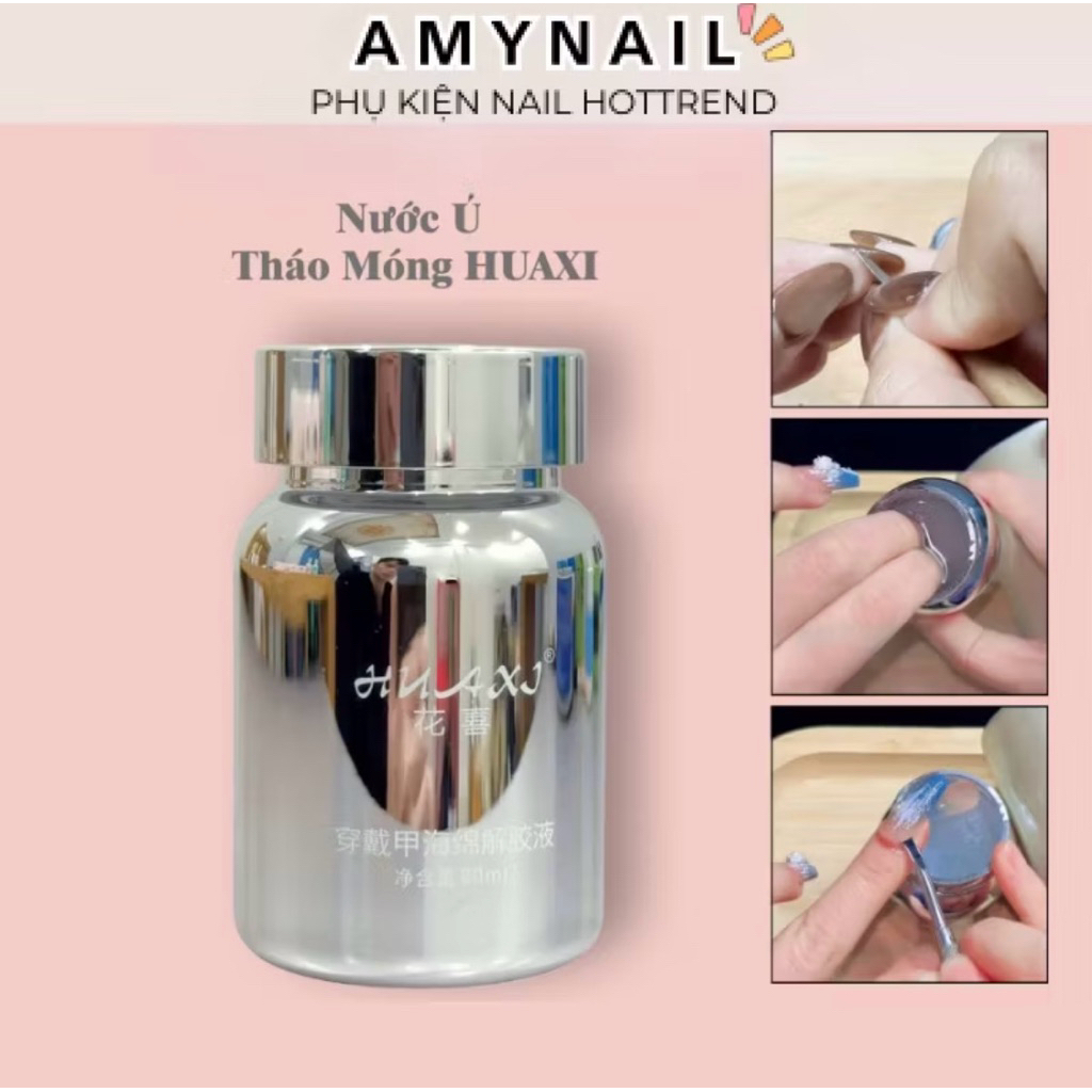 Nước Ủ Tháo Móng Úo Huaxi 80ml - Nước Ủ Tháo Gel, Tháo Móng Siêu Nhanh Tiện Lợi