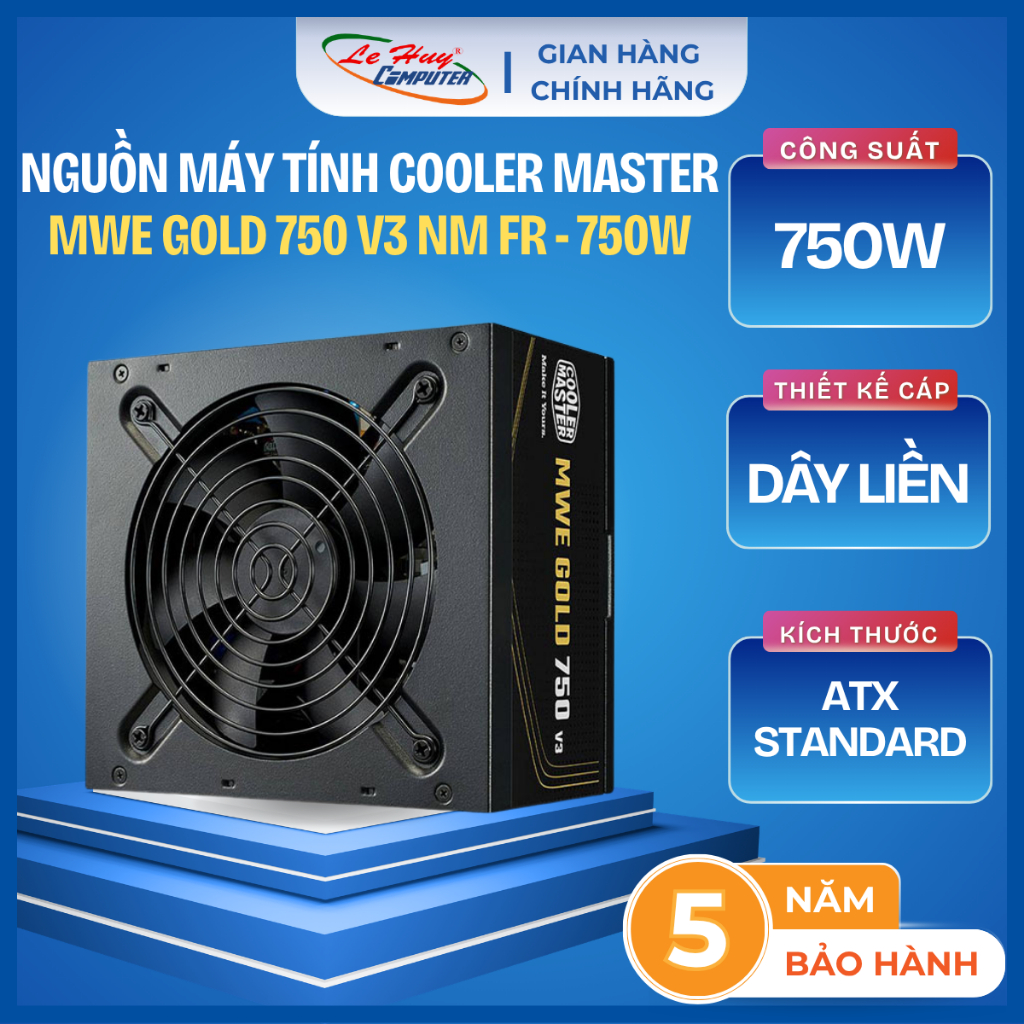 Nguồn Máy Tính Cooler Master MWE Gold 750 V3 NM FR - 750W (80 Plus Gold/ATX3.1) - Hàng Chính Hãng