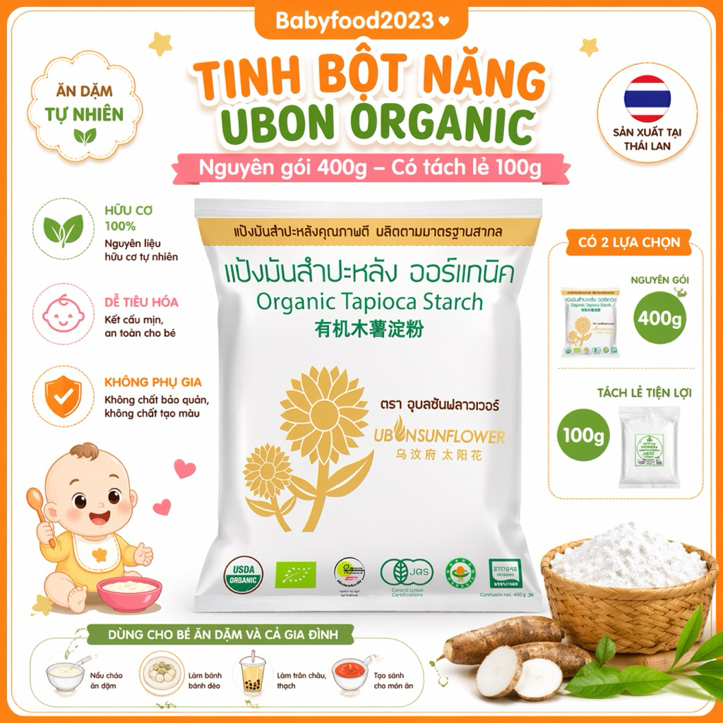Tinh bột năng hữu cơ Ubon 400g Thái Lan.
