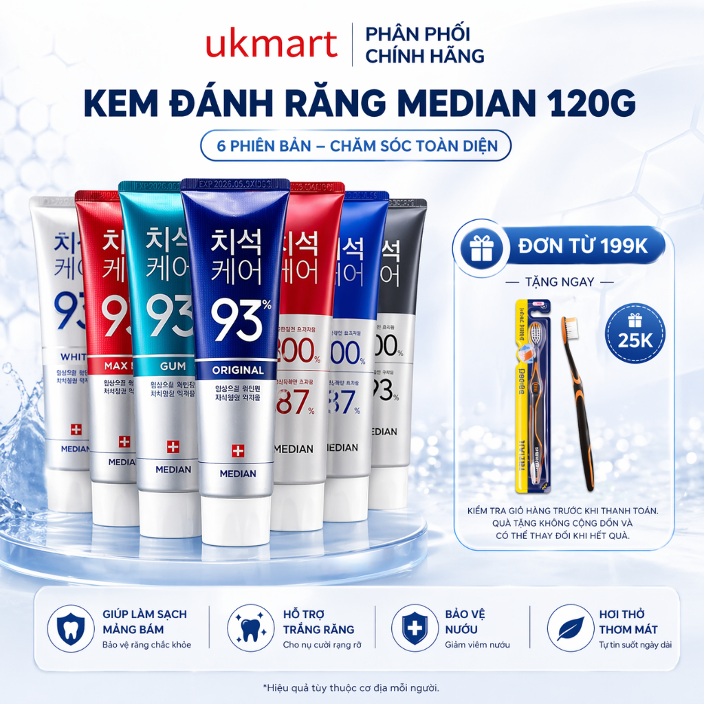 Kem Đánh Răng MEDIAN DENTAL IQ 93% 120g - MEDIAN GUM SCIENCE 87% - 93% 120g