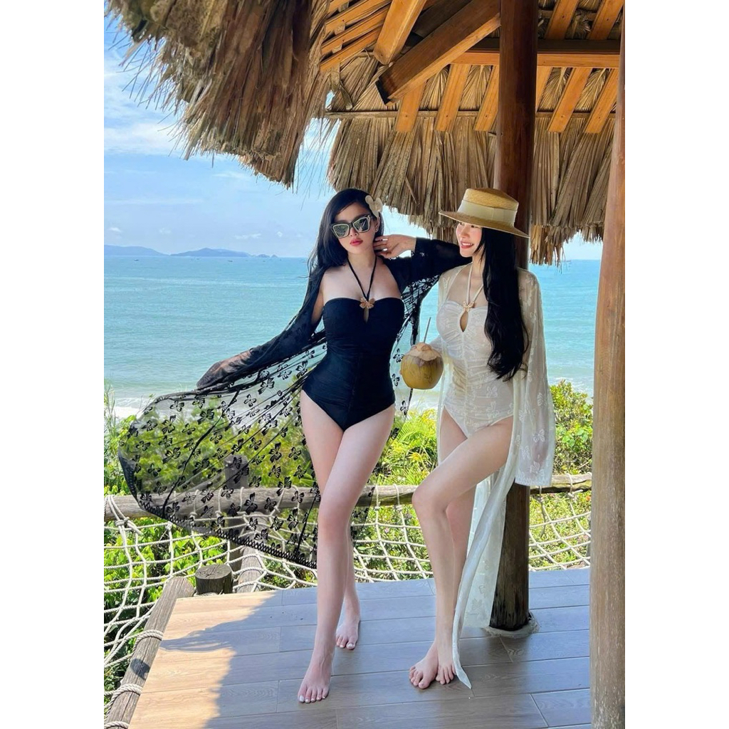 Bikini Ren Liền Đính Tag Hình Bướm Kèm Choàng Trước Ngực Siêu Xinh Hàng TKCC