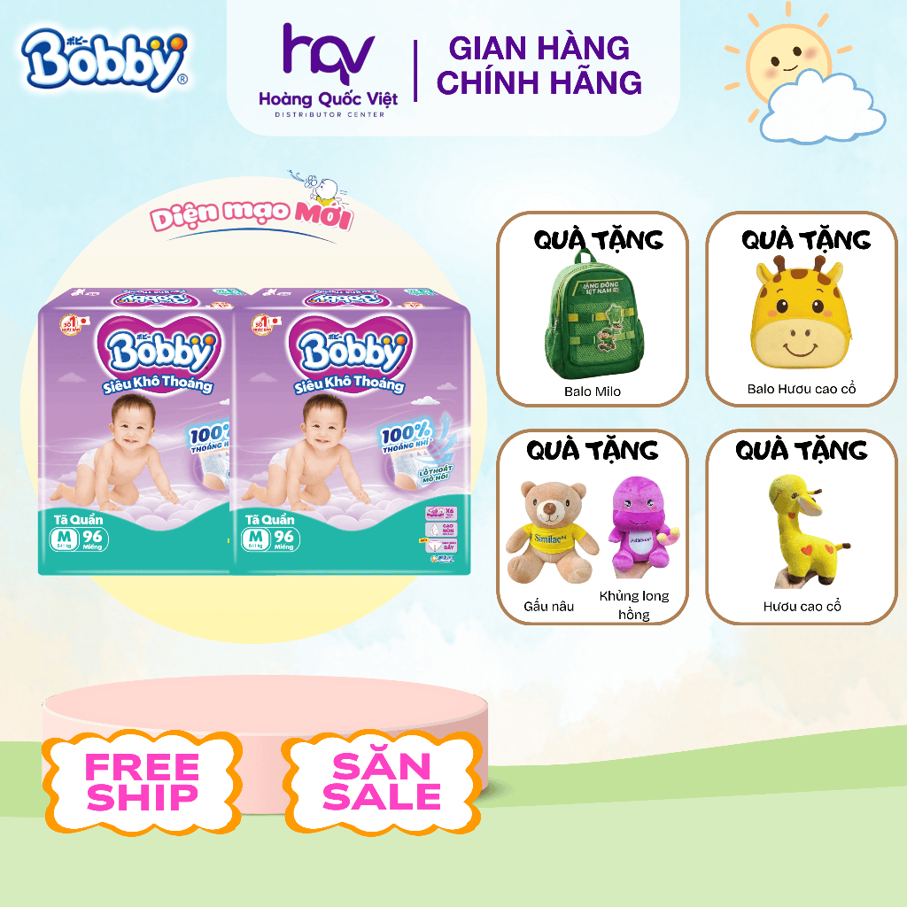 Combo 2 Tã Quần Bobby Ultra Siêu Khô Thoáng Size M L XL 2XL Chính Hãng Thấm Hút Mỏng Nhẹ Ngăn Tràn, 