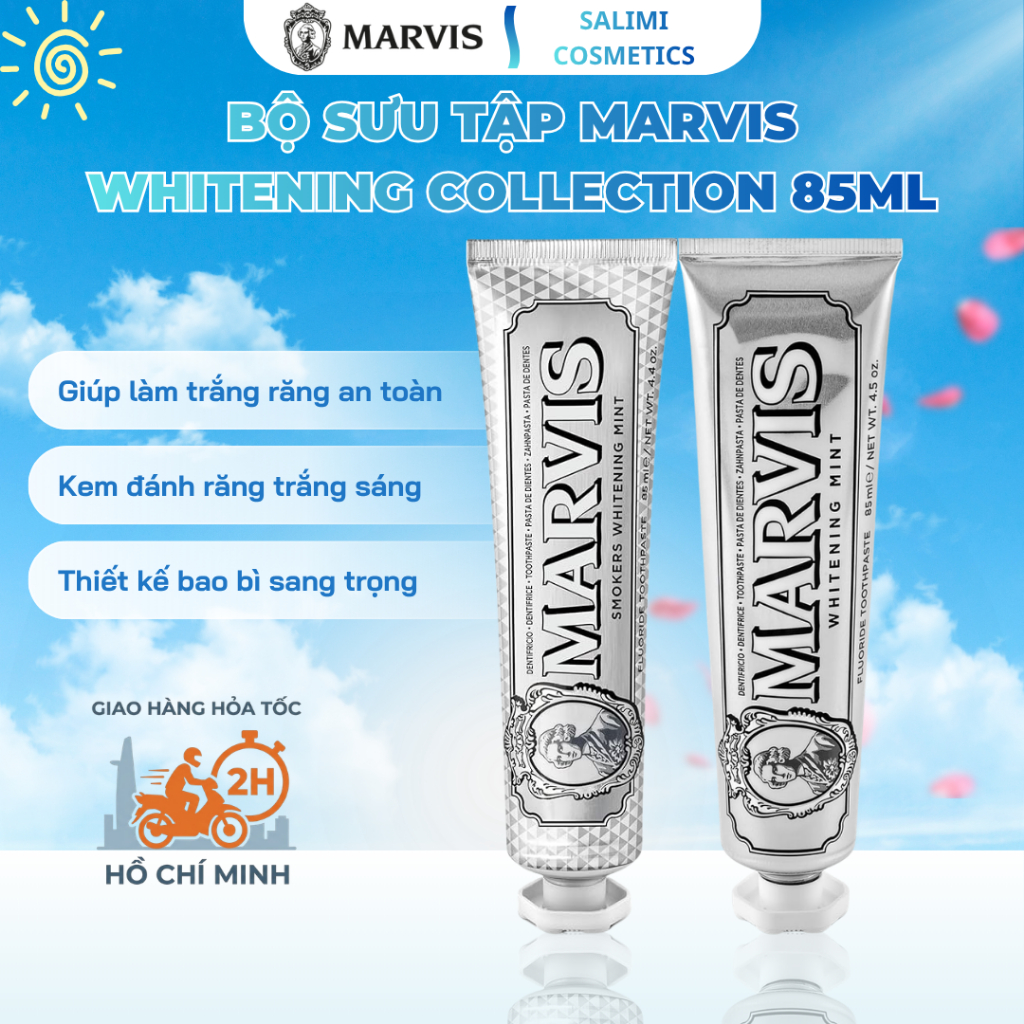 Bộ Sưu Tập Kem Đánh Răng Marvis Whitening Collection 85ml (Whitening Mint & Smokers Mint)